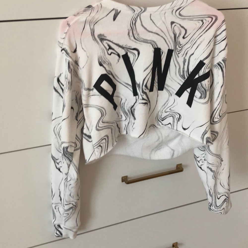 pink fleece material crop top